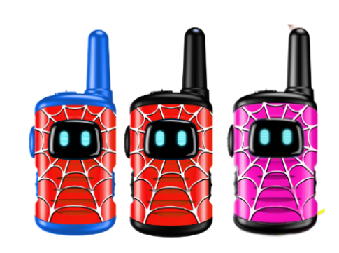 Rechargeable Kids Walkie Talkies 3-Pack - Gen 2 Smart Robot Two-Way Radio Toys with Spider-Web Hero Design, LED Glowing Eyes, Long Range Handheld Transceiver for Multi-Child Families